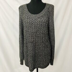 Calvin Klein Jeans Women's XL Knit Sweater Dress Long Sleeve Black Silver